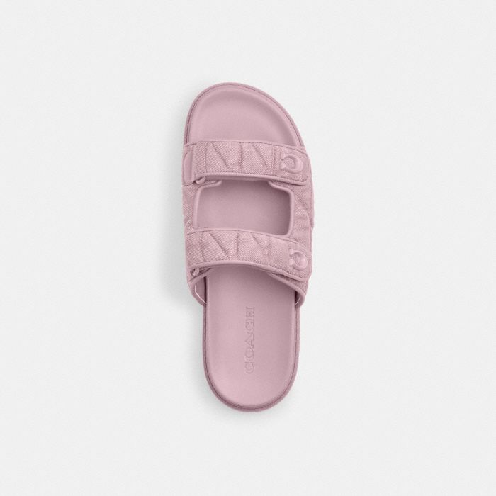 SCULPTED C QUILTED WASHED DENIM DOUBLE BAND SANDAL