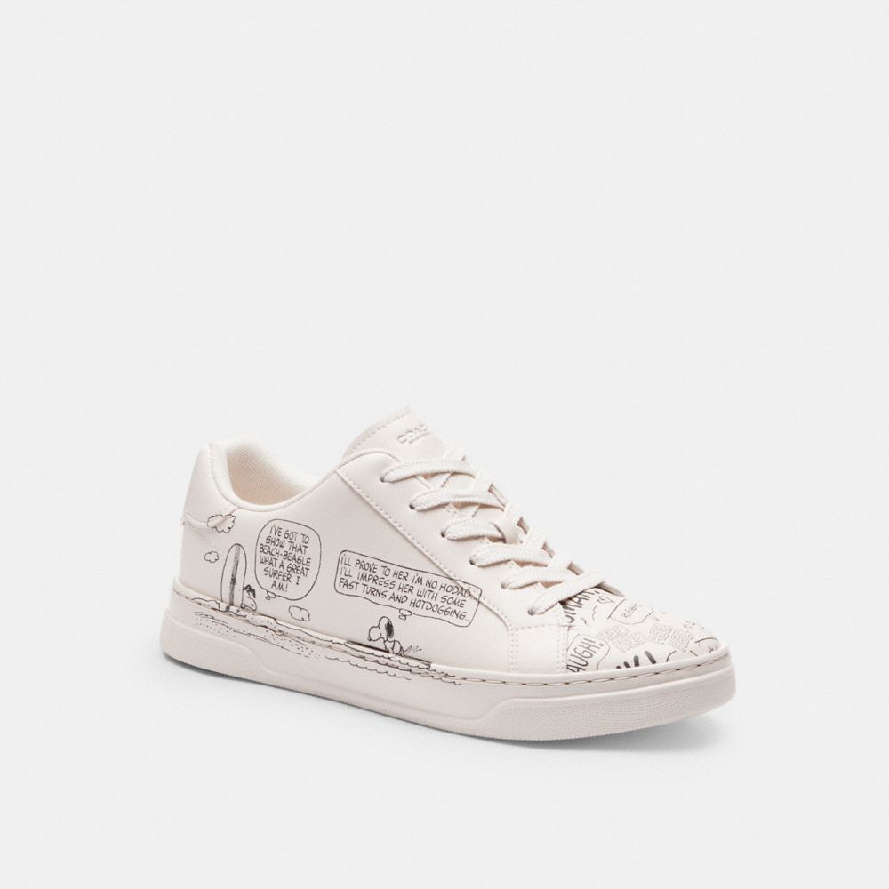 COACH　スヌーピー 　スニーカー COACH X PEANUTS HIGH LINE SNEAKER WITH NEWSPAPER PRINT