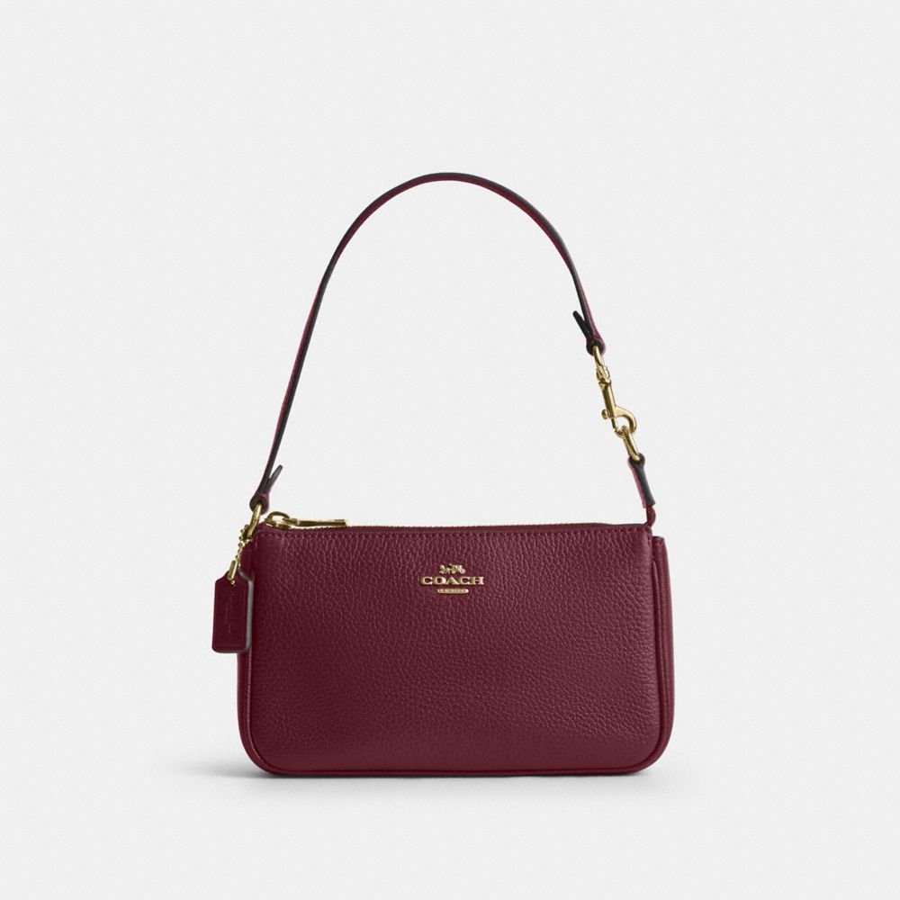 COACH®,Nolita 19,Leather,Pouch,Wristlet,Metal,Logo,Gold Metal,Casual,,Front View