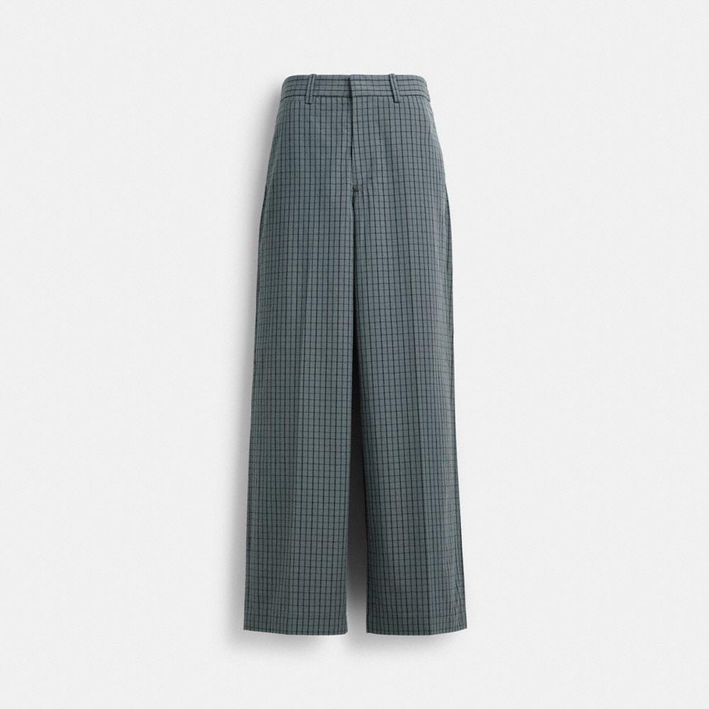 COACH&reg;,Wide Leg Patterned Trousers,Cotton,Lining Cupro,Cupro,Wide Leg,Work,Grey Multi