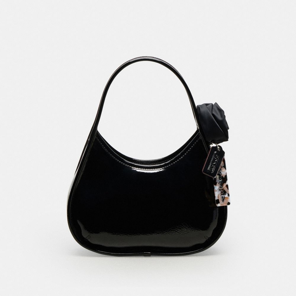 COACH CBR16 Ergo Bag In Crinkle Patent Coachtopia Leather With Rosette BLACK
