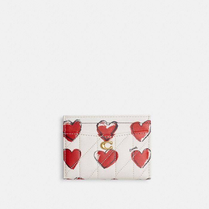 ESSENTIAL CARD CASE WITH QUILTING AND HEART PRINT