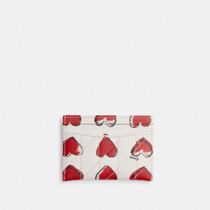 ESSENTIAL CARD CASE WITH QUILTING AND HEART PRINT