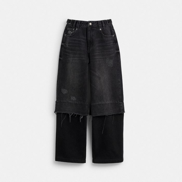 COACH MATIN KIM WASHED LAYERED DENIM PANTS