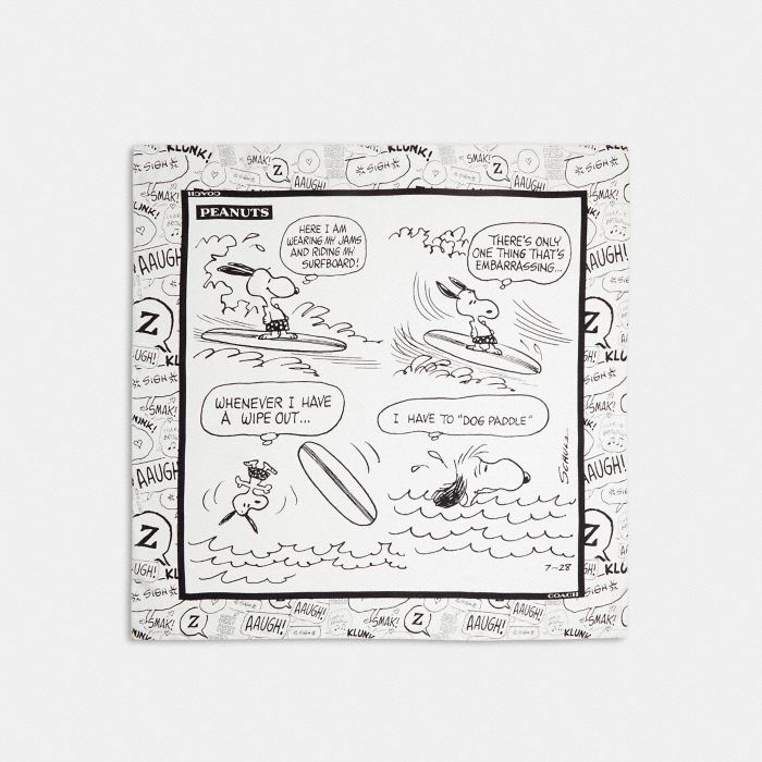 PEANUTS X COACH NEWSPAPER PRINTED SILK SQUARE
