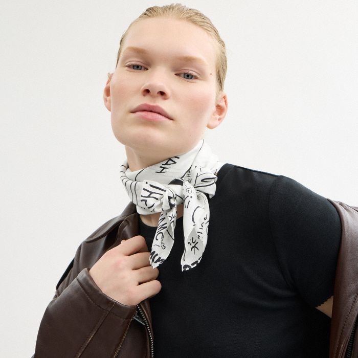 PEANUTS X COACH NEWSPAPER PRINTED SILK SQUARE