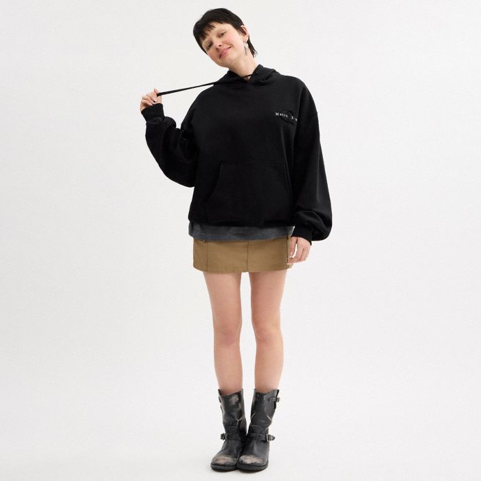 coach×matinkim Matin Kim X Coach LOGO EMBROIDERY OVERSIZED HOODIE IN BROWN