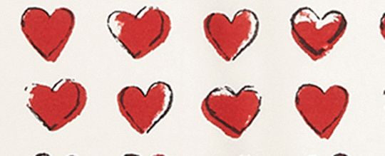 塗鴉愛心印花桑蠶絲方形圍巾