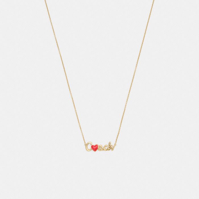 COACH HEART SCRIPT PENDANT NECKLACE