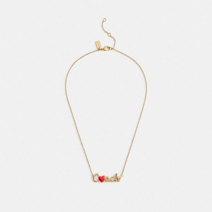 COACH HEART SCRIPT PENDANT NECKLACE