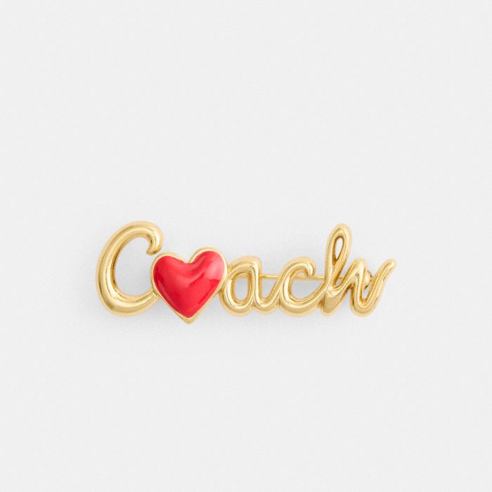 COACH HEART SCRIPT BROOCH