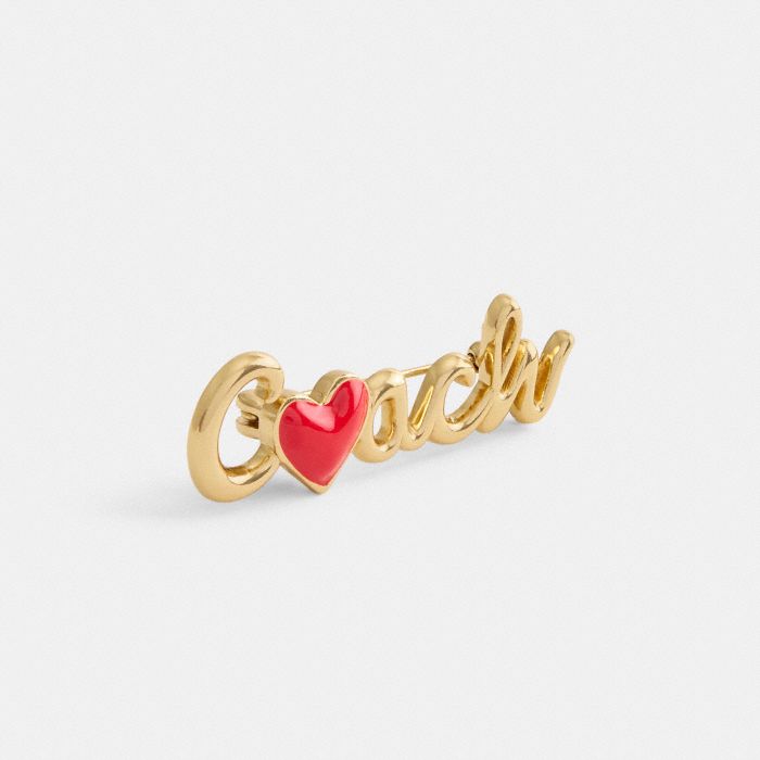 COACH HEART SCRIPT BROOCH