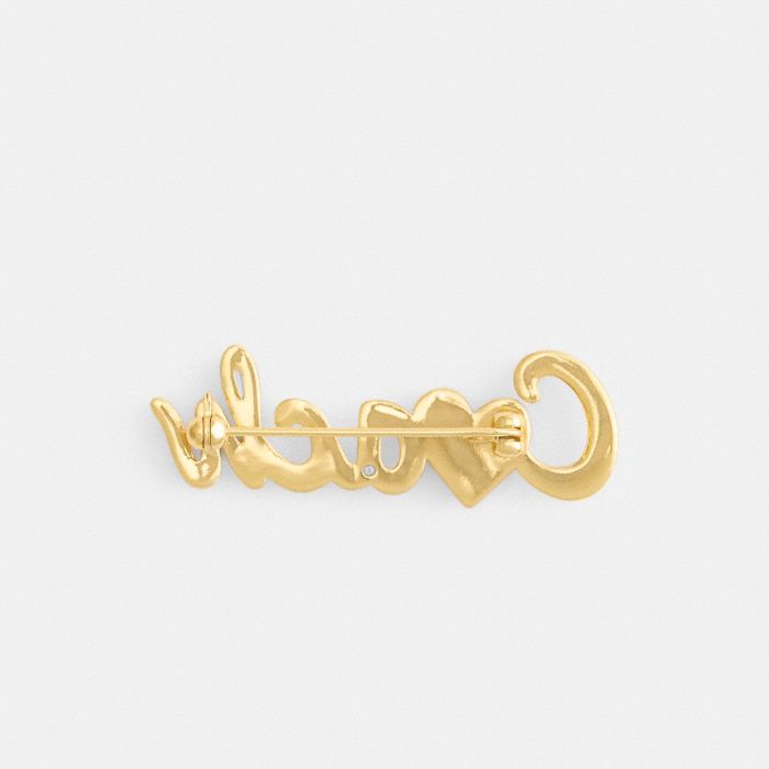 COACH HEART SCRIPT BROOCH