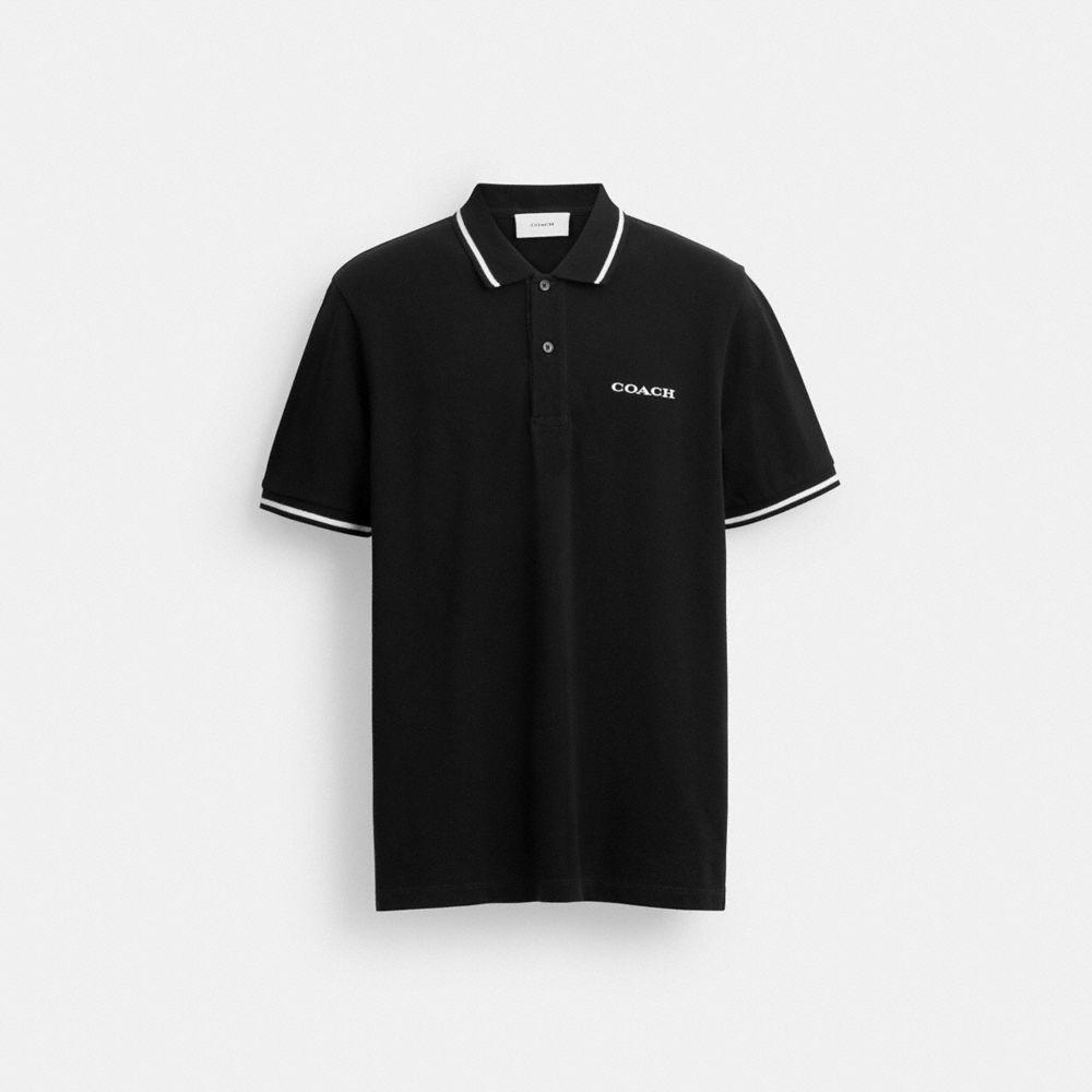 COACH CBW44 Signature Trim Polo In Organic Cotton Black
