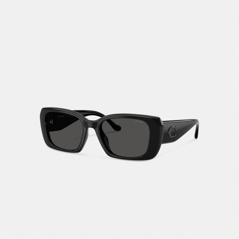 COACH CBY82 Maxi Sculpted C Oversized Rectangle Sunglasses Black