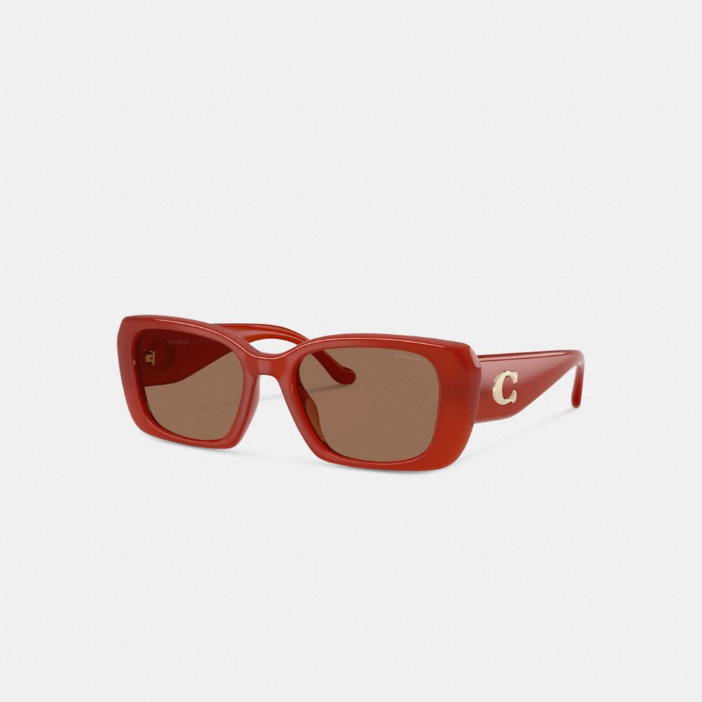 Maxi Sculpted C Oversized Rectangle Sunglasses - CBY82 - Burnt Orange