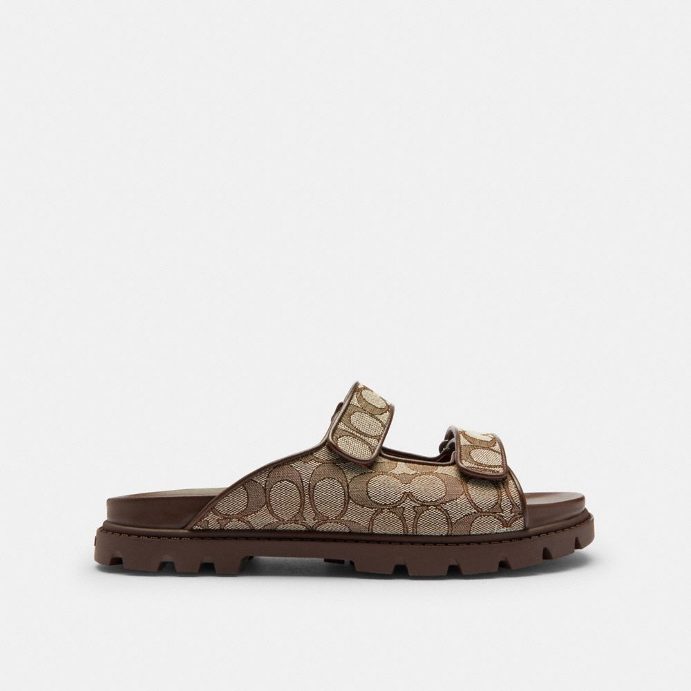 DOUBLE BANDED SANDAL IN SIGNATURE JACQUARD