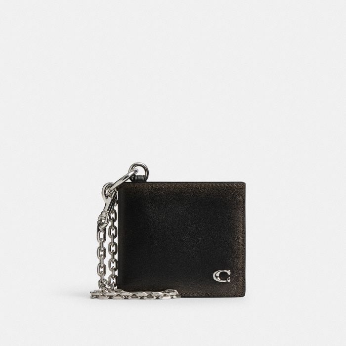 DOUBLE BILLFOLD WALLET WITH CHAIN IN LOVED LEATHER