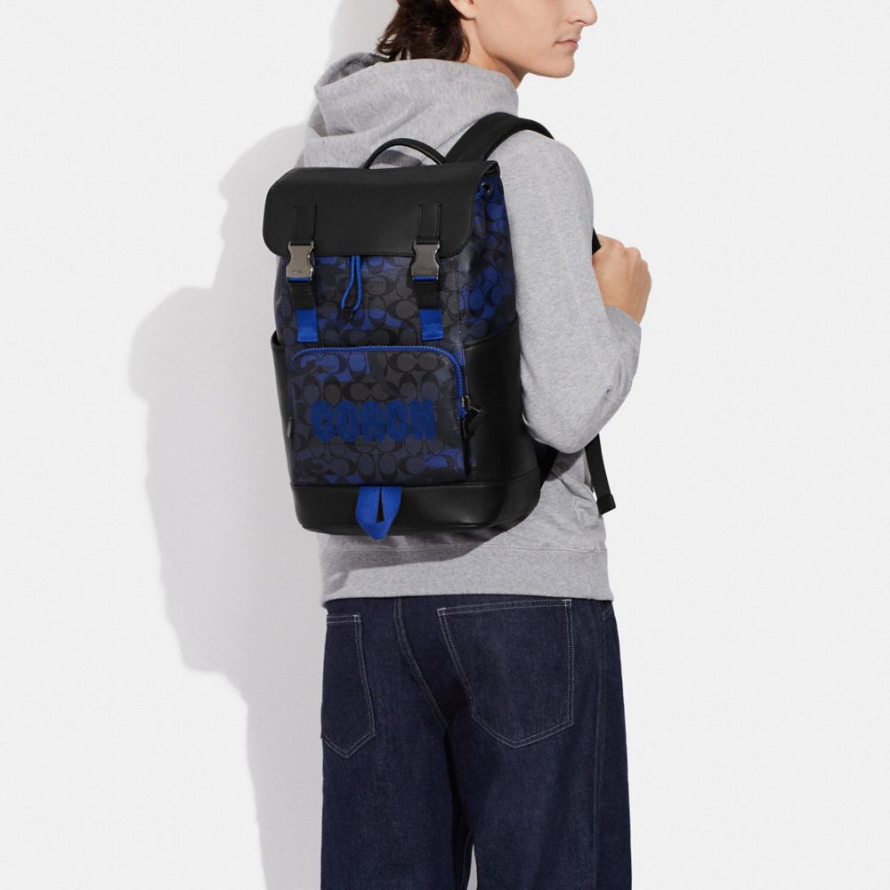 Track Backpack In Signature Canvas With Camo Print And Coach Patch