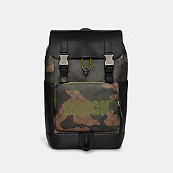 Track Backpack In Signature Canvas With Camo Print And Coach Patch - CC016 - QB/Khaki/Olive Green Multi