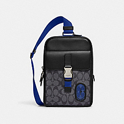 COACH CC017 Track Pack In Signature Canvas With Coach Patch GUNMETAL/CHARCOAL/SPORT BLUE MULTI