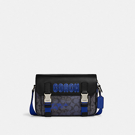 COACH CC018 Track Crossbody In Signature Canvas With Camo Print And Coach Patch Gunmetal/Charcoal/Sport-Blue-Multi