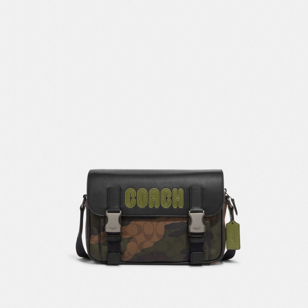 COACH CC018 Track Crossbody In Signature Canvas With Camo Print And Coach Patch QB/KHAKI/OLIVE GREEN MULTI