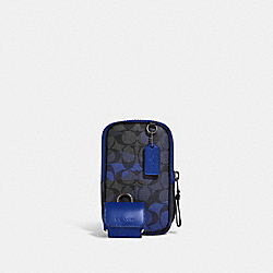 COACH CC026 Multifunction Phone Pack In Signature Canvas With Camo Print GUNMETAL/CHARCOAL/SPORT BLUE MULTI
