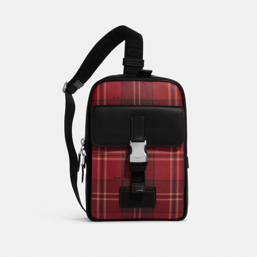 Track Pack With Tartan Plaid Print - CC029 - SV/Red/Black Multi