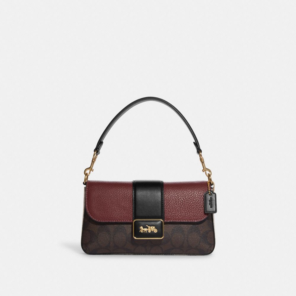 COACH CC033 Mini Grace Crossbody In Signature Canvas Gold/Brown Black Multi