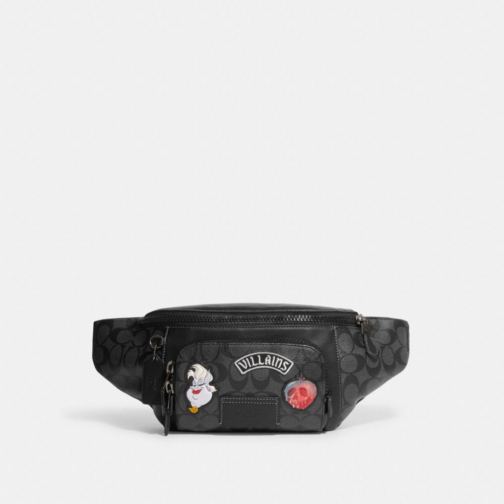 COACH CC038 Disney X Coach Track Belt Bag With Patches GUNMETAL/CHARCOAL/BLACK MULTI