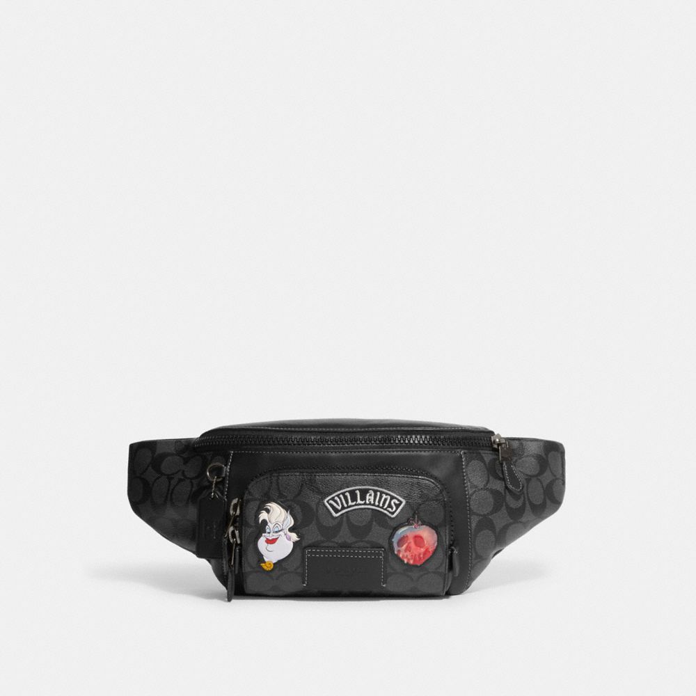 COACH CC038 Disney X Coach Track Belt Bag With Patches Gunmetal/Charcoal/Black Multi