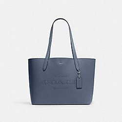 COACH CC050 Cameron Tote SILVER/WASHED CHAMBRAY