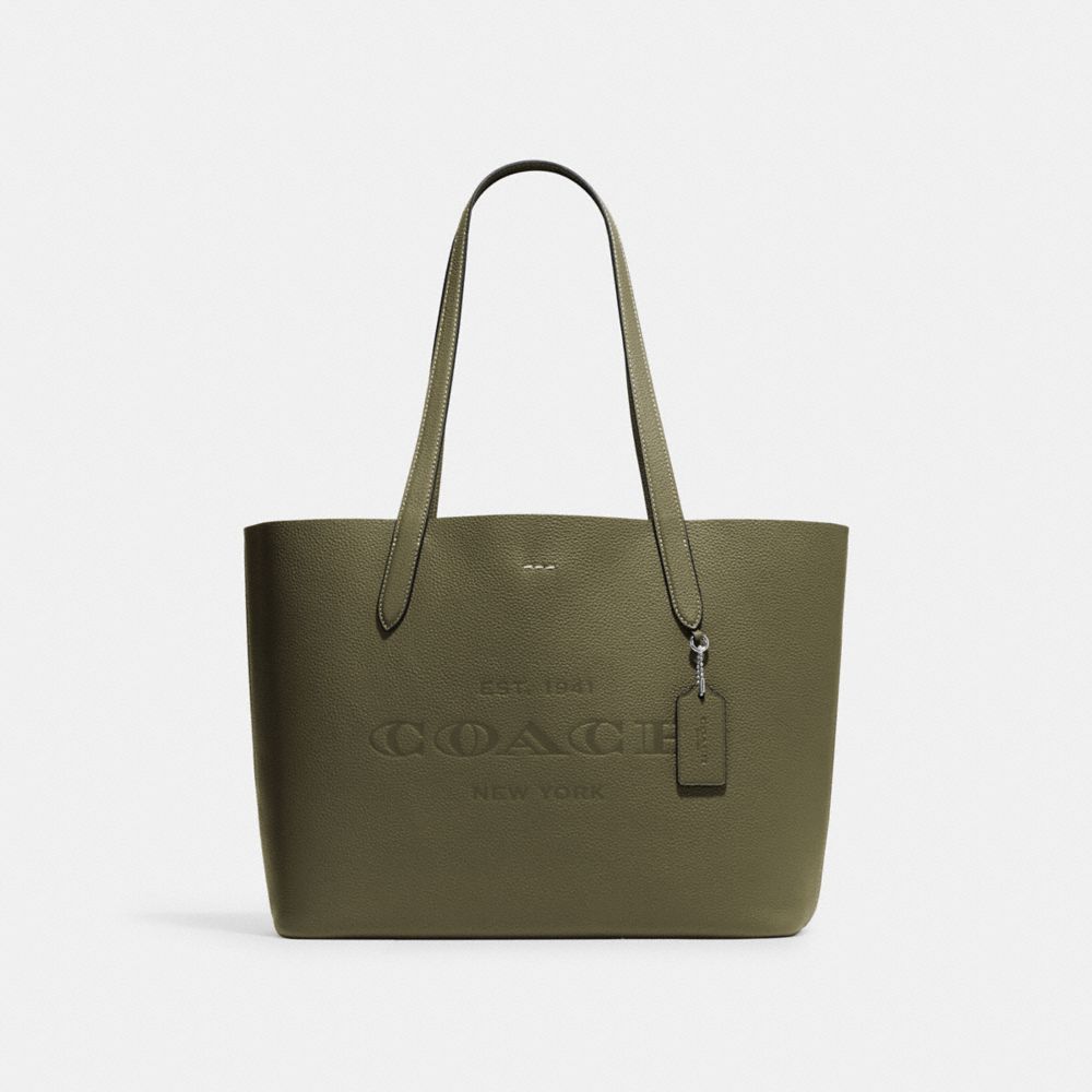 COACH CC050 Cameron Tote Silver/Olive Drab