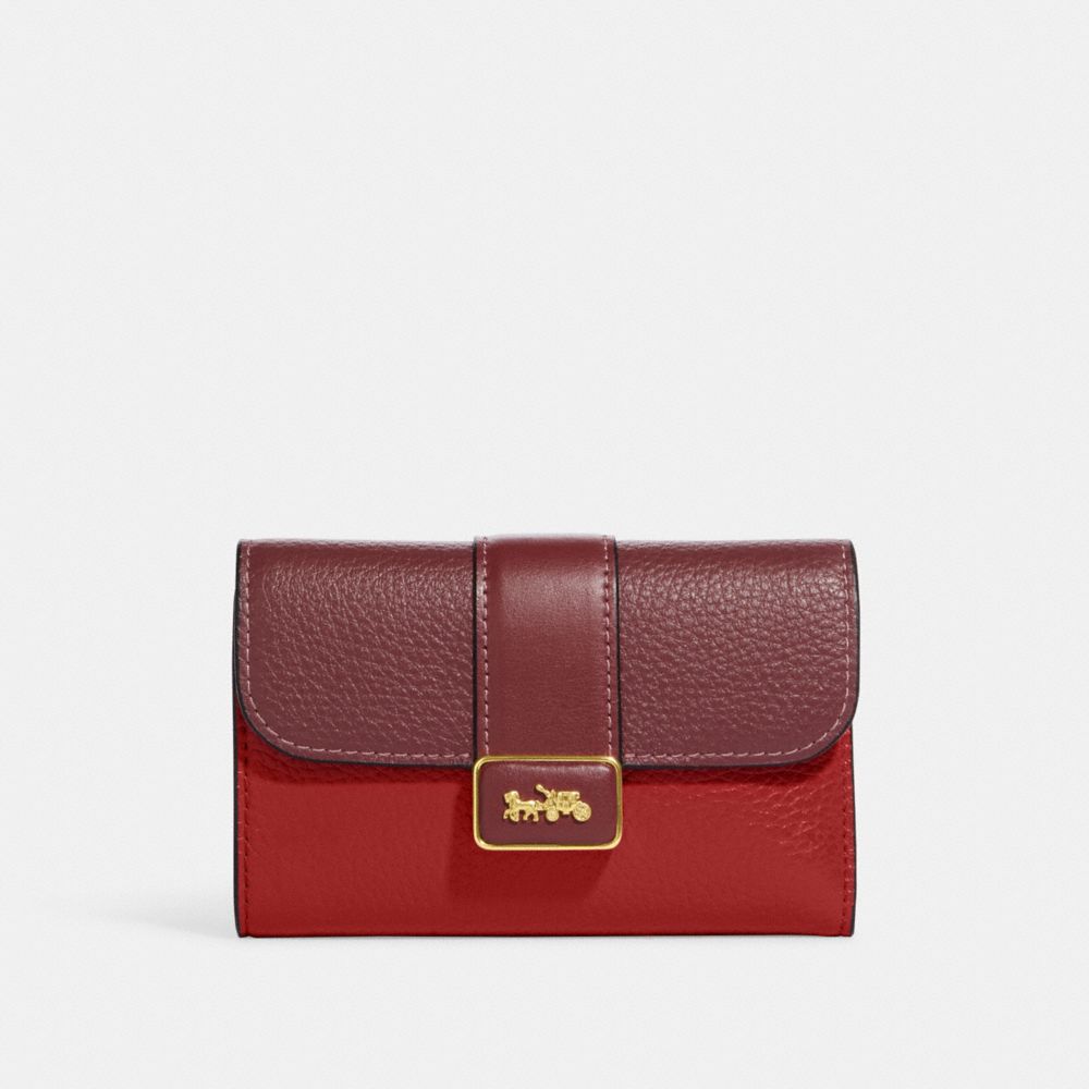 Medium Grace Wallet In Colorblock - CC061 - Gold/Red Apple Multi