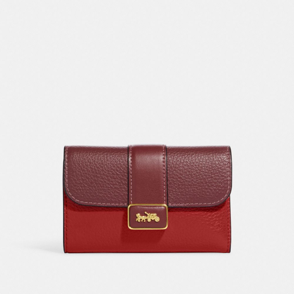 COACH CC061 Medium Grace Wallet In Colorblock Gold/Red Apple Multi