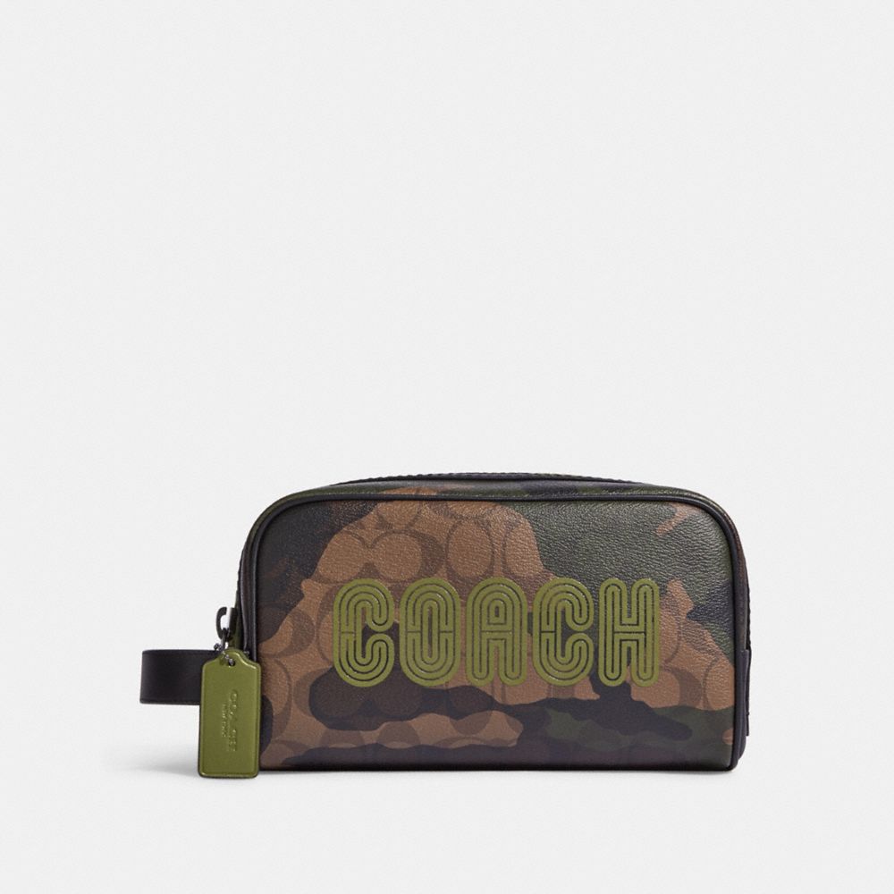 COACH CC063 Small Travel Kit In Signature Canvas With Camo Print And Coach Patch QB/KHAKI/OLIVE GREEN MULTI