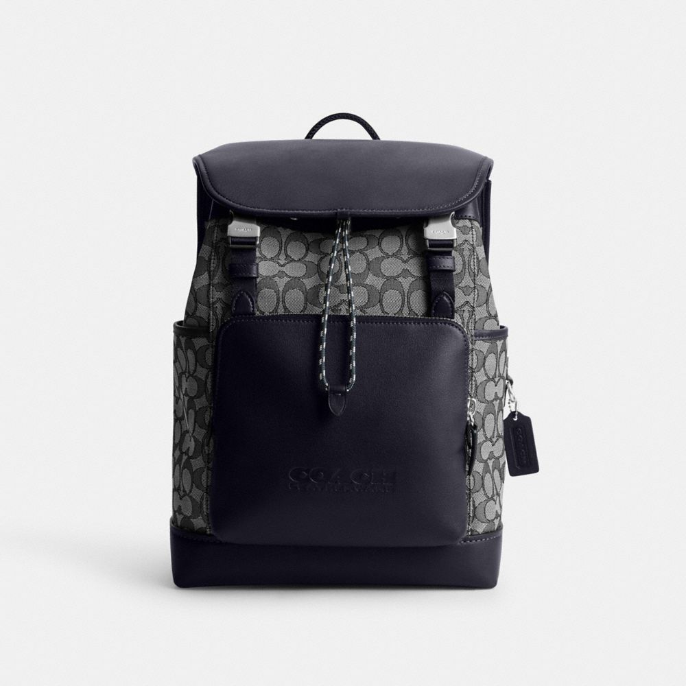 League Flap Backpack In Signature Jacquard - CC071 - Midnight Navy