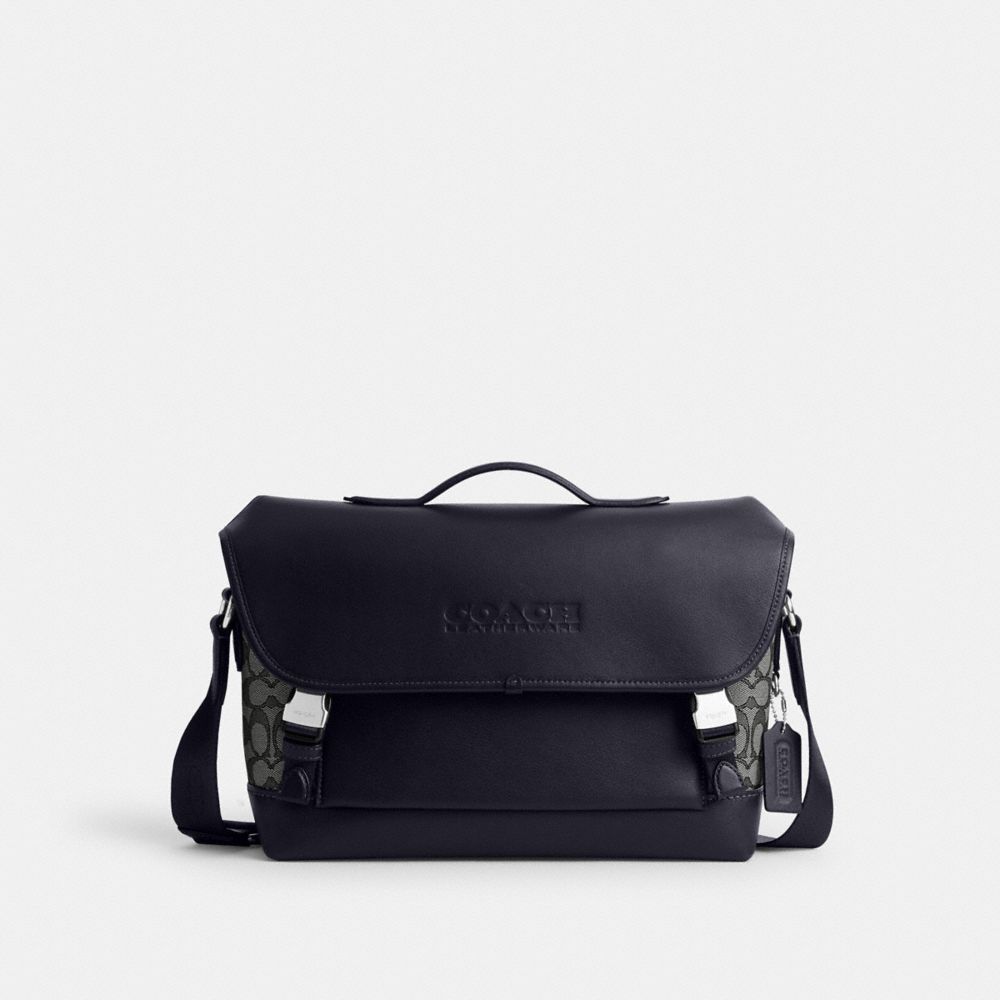 COACH / ショルダーバッグ/レザー/BEG/CP045 LEAGUE BIKE BAG IN SIGNATURE JACQUARD