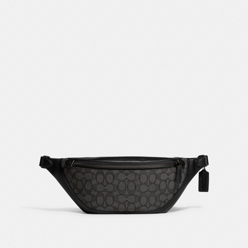 COACH CC073 League Belt Bag In Signature Jacquard CHARCOAL/BLACK