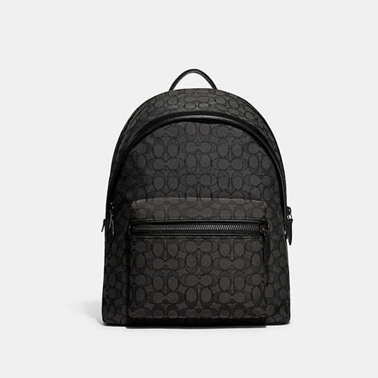 CC077 - Charter Backpack In Signature Jacquard Charcoal/Black