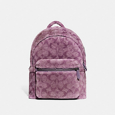 COACH CC079 Charter Backpack In Signature Shearling Lavender