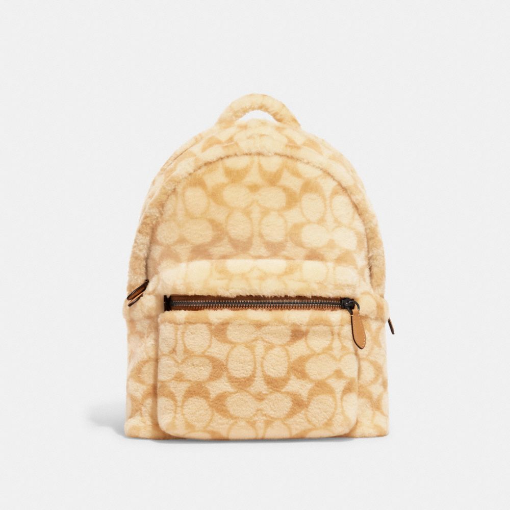 COACH CC079 Charter Backpack In Signature Shearling PISTACHIO