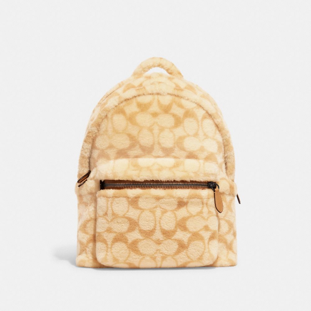 COACH CC079 Charter Backpack In Signature Shearling Natural