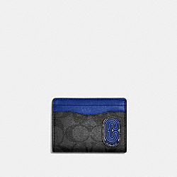 COACH CC083 Magnetic Card Case In Signature Canvas With Coach Patch GUNMETAL/CHARCOAL/SPORT BLUE MULTI