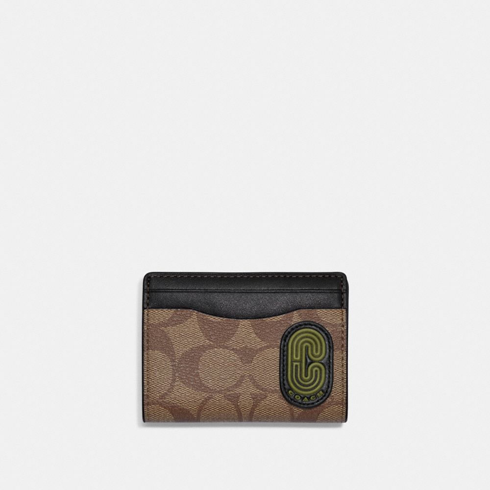 COACH CC083 Magnetic Card Case In Signature Canvas With Coach Patch QB/KHAKI/OLIVE GREEN