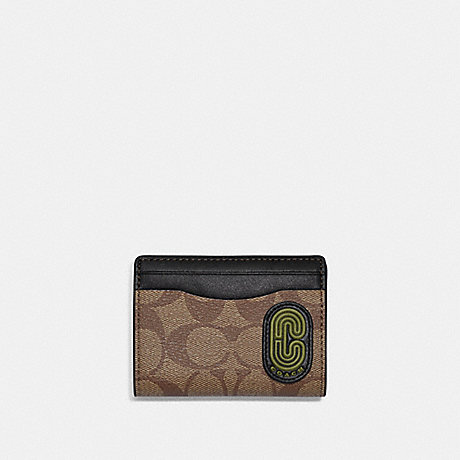 COACH CC083 Magnetic Card Case In Signature Canvas With Coach Patch QB/Khaki/Olive Green