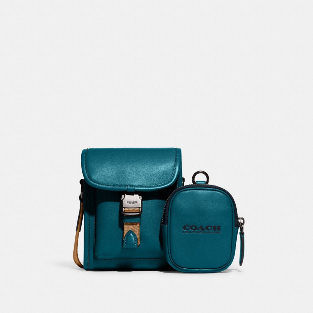 COACH CC085 Charter North/South Crossbody With Hybrid Pouch Deep Turquoise