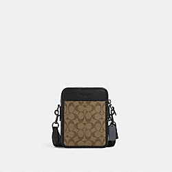 COACH CC090 Sullivan Crossbody In Blocked Signature Canvas GUNMETAL/KHAKI/CHARCOAL