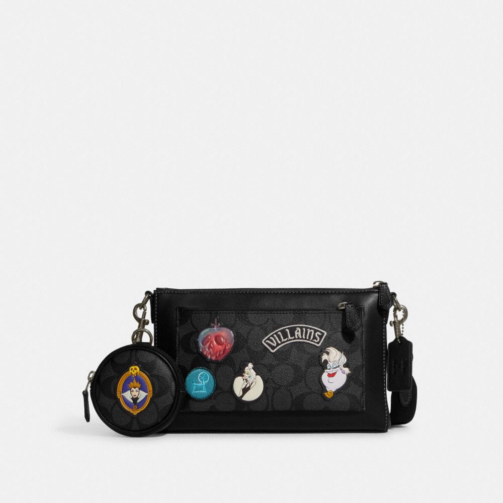 COACH CC094 Disney X Coach Holden Crossbody In Signature Canvas With Patches GUNMETAL/CHARCOAL/BLACK MULTI